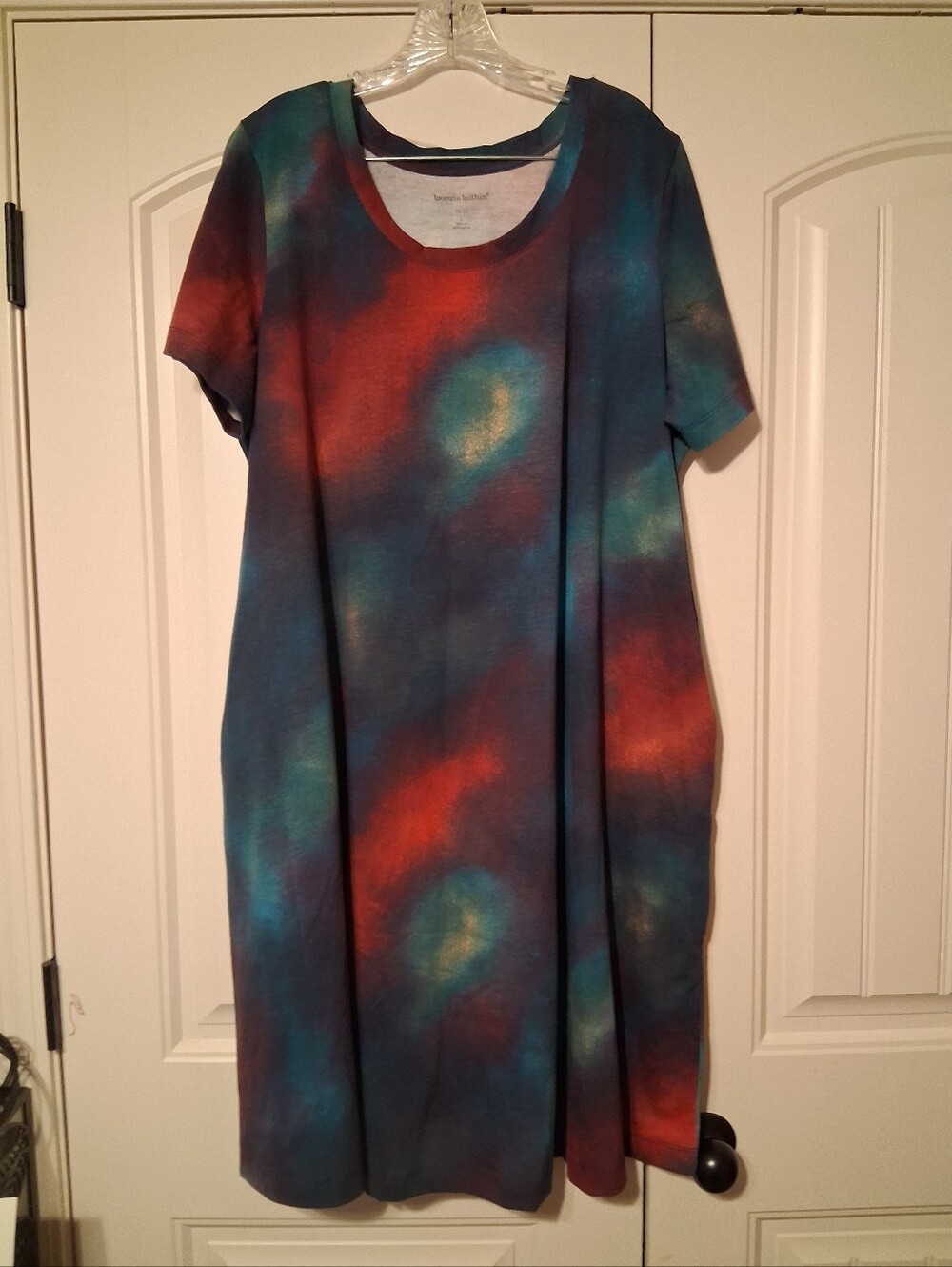 Women With Perfect Tie Dye Crewneck Tee Dress Pockets Plus Size 18W